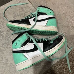 Nike Air Jordan Mint Green and Black High-Top Sneakers